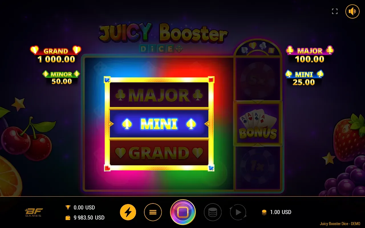 Rewards de Juicy Booster Dice detenido en MINI
