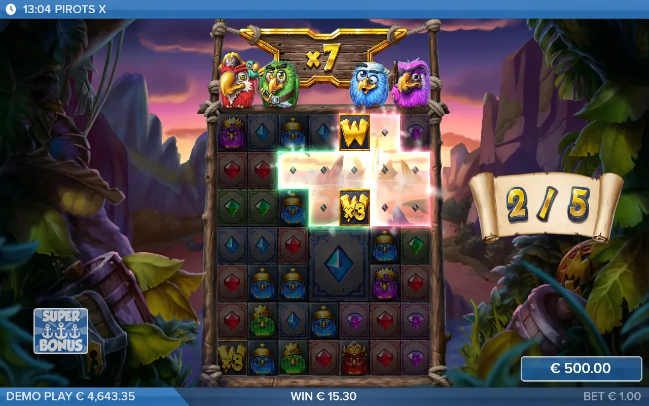 Pirots X Super Bonus con wild multiplicador x3
