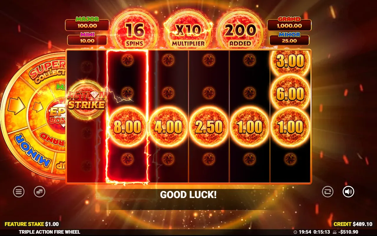 Action Strike en Action Spins